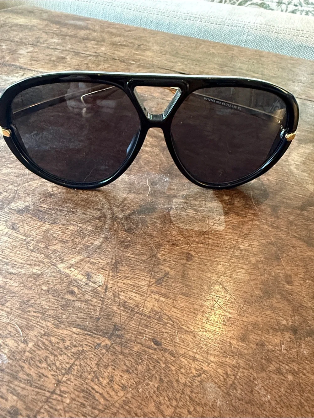 Bottega Veneta black and gold aviators BV1274S 002 63